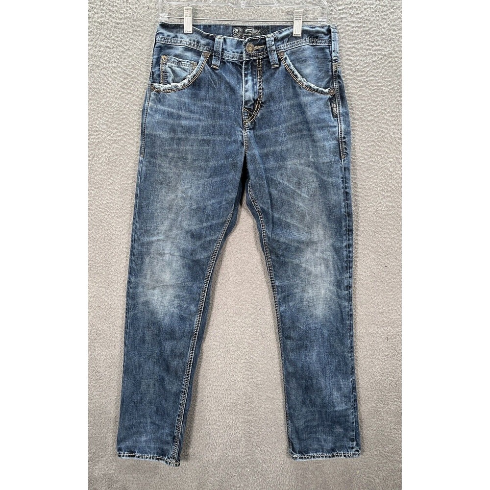 Silver Jeans Mens 28x32 Blue Denim Gordie Thick Stitch Rockabilly Biker‎ Western
